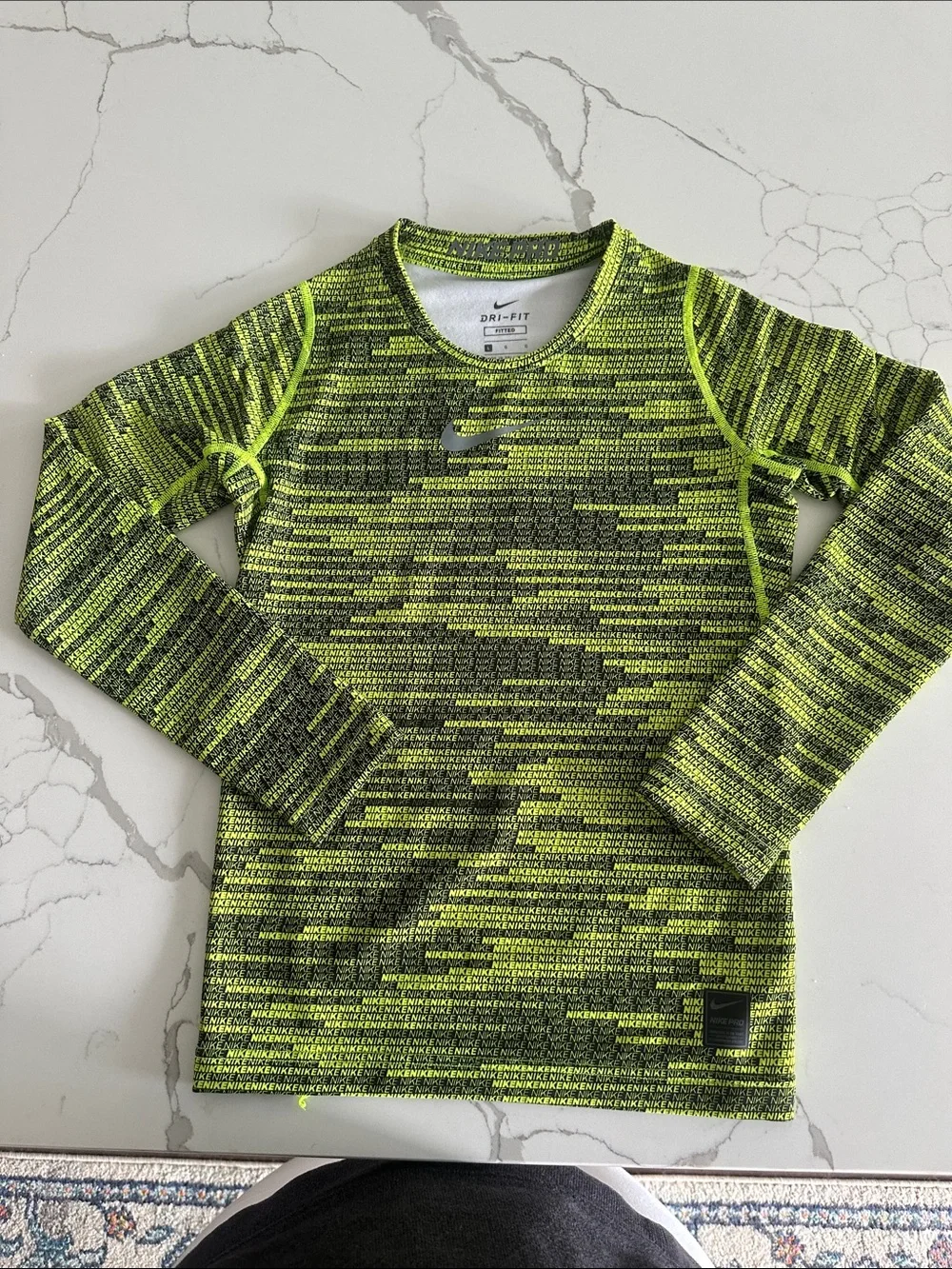 Nike Kids Neon Yellow & Black Long Sleeve Swim Rashguard